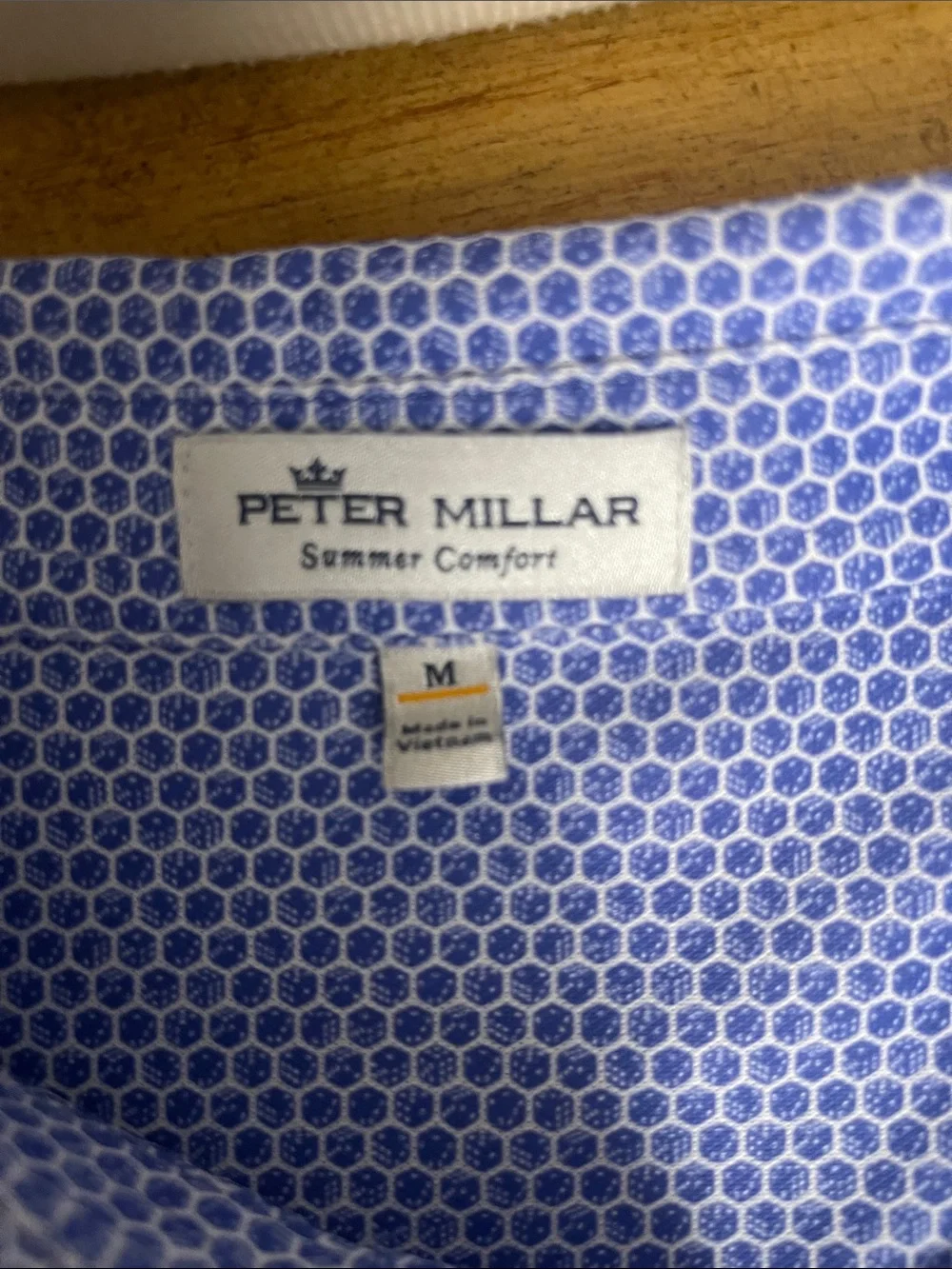 Peter Millar TPC Sawgrass Blue Geo-Print Performance Polo - Picture 5 of 5